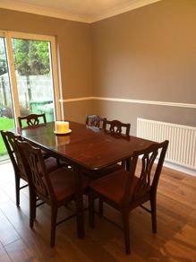 dining room table and six chairs