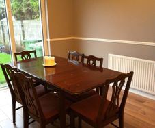 dining room table and six chairs