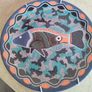 Pam Hall Aboriginal "Fish Dreaming" original collectors Hanging plate, Baribunma. Image 3