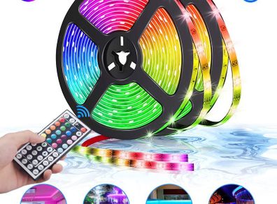 LED Strip Lights 10m with Remote, Sunvook LED Light 32.8ft 300 LED 5050 RGB Lighting IP65 Waterproof Dust-Proof LED lights with 44 Keys Remote Control for Indoor and Outdoor Christmas Decoration (10m)