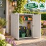 Outdoor Resin Storage Cabinet White Waterproof Garden Storage Shed with Lockable Doors Image 3