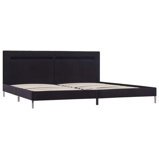 Bed Frame with LED Black Fabric 150x200 cm