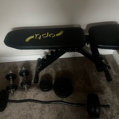weight bench and weights