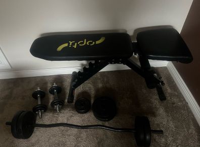 weight bench and weights