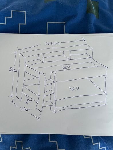 Bunk beds with 1 mattress