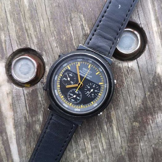 Seiko Black Giugiaro Alien 'Ripley' Chronograph 7A28-7000 Gents Watch 1st Edition circa 1986