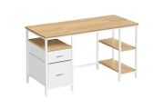 Modern Office Desk with Drawers &amp; Shelves  Rustic Vintage Brown or Natural Oak-White