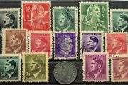 German third reich stamps and coin, 10 pfennig.