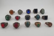 Traditional Ring Collection Lot of 15 Rustic Brass Jewellery Pieces