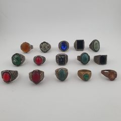 Traditional Ring Collection Lot of 15 Rustic Brass Jewellery Pieces