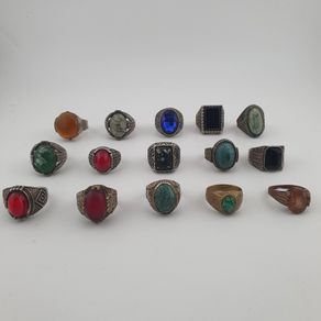 Traditional Ring Collection Lot of 15 Rustic Brass Jewellery Pieces