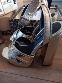 Brand New River Island Gold Platform Sandals Size UK 36