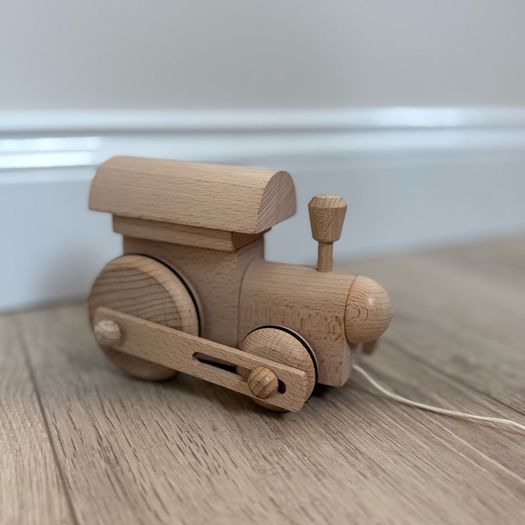 Pull along wooden toy train