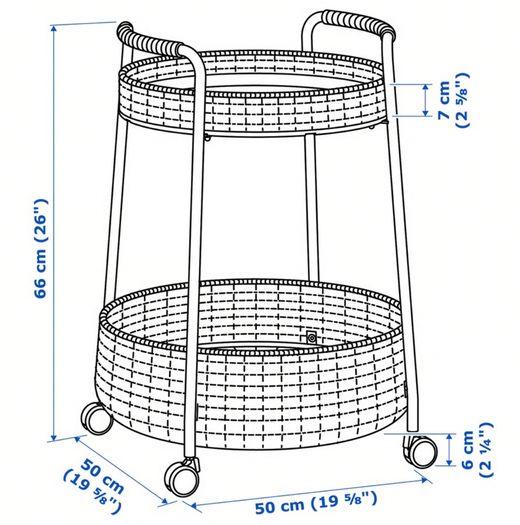 IKEA LUBBAN Trolley table with storage, rattan/anthracite