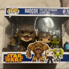 Star Wars funko pop RANCOR with Luke skywalker and slave oola 3pack