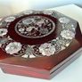 Asian Red Lacquer Wooden Jewellery Box with Mother of Pearl Inlay Image 5