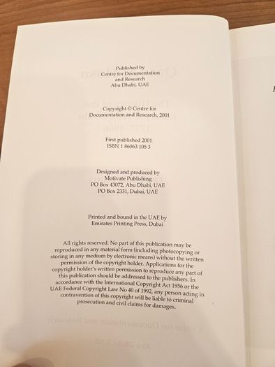 Qasr Al Hosn. The History Of The Rulers Of Abu Dhabi 1793-1966. By Dr Jayanti Maitra Afra Al-hajji. First Edition Hardback With Dustjacket In Good Condition.  See Photos For Same.