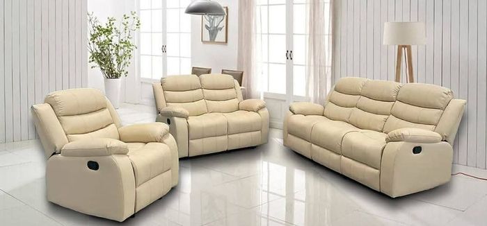3+2 Light Grey Sorrento Leather Recliner Sofa Set