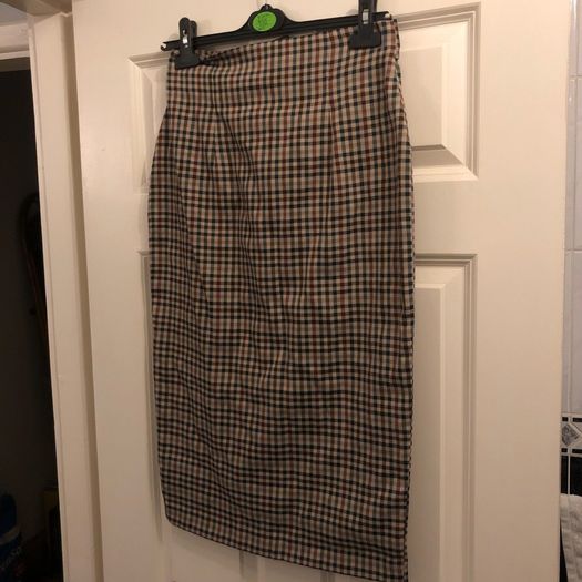 Penney's check button detail midi skirt