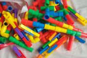 Colourful plastic connecting pipe building set