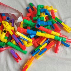Colourful plastic connecting pipe building set