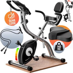 Foldable Exercise Bike 10 Levels 7 Seat Heights LCD Display Training App 2 Fitness Bands 4-in-1 Fitness Bike Bicycle Trainer Fitness Bike