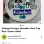 heineken vintage metal beer tray,hard to come by ,blue green,,sold as seen,limited edition Image 5