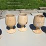 Vintage Teakwood Sandstone Goblets Set of 5 Hand-Carved Stone Wine Cups Image 5