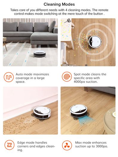 ILIFE V9e Robot Vacuum Cleaner Smart Suction, Dust Box WIFI Cellphones APP ,4000Pa Suction 110 Mins RunTime, Household Tools