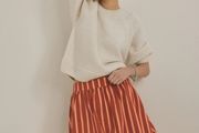 Brand new with tags Next Orange Stripe 100% Cotton Bubble Hem Mini Skirt size UK18
