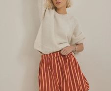 Brand new with tags Next Orange Stripe 100% Cotton Bubble Hem Mini Skirt size UK18