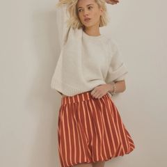Brand new with tags Next Orange Stripe 100% Cotton Bubble Hem Mini Skirt size UK18
