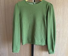Vanilia long sleeve green top, waffle fabric, size 10