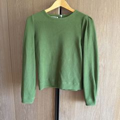 Vanilia long sleeve green top, waffle fabric, size 10