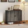 Modern Sideboard Storage Cabinet with Slatted Tambour Sliding Image 3