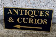 Antiques &amp; Curios,hard plastic sign perspex. ,unusual and lovely colours,,32 inches length, 16 inches height,,buyer collects, see pictures for condition, used condition few marks nicks