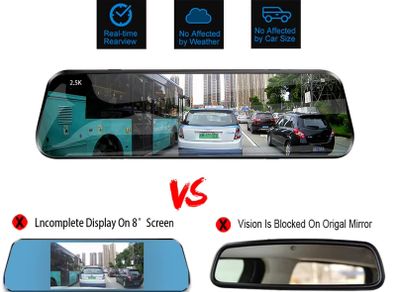 Dash Cam Touch GPS WIFI 24h Night Vision 10 Inch 2.5K+1080P Rearview Mirror Sony Rear Camera Car DVR Black Box 70mai Dashcam