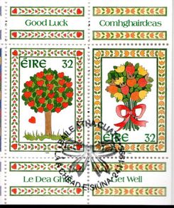 1995 Ireland Greetings Stamp Booklet Fine Used with Dublin cancel of the 24th January 1995 (first day).