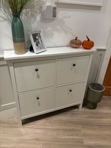 Slim white shoe cabinet