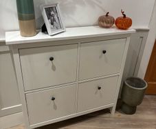 Slim white shoe cabinet