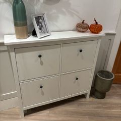 Slim white shoe cabinet