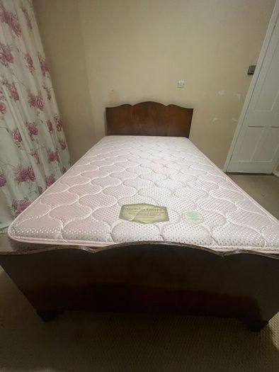 Mid century dressing table, ladies wardrobe, gents wardrobe and double bed.