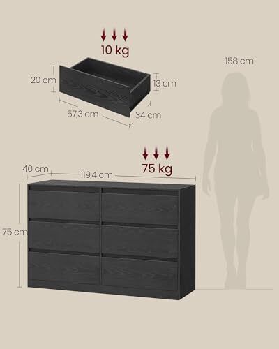 Chest of Drawers Cabinet with 6 Drawers