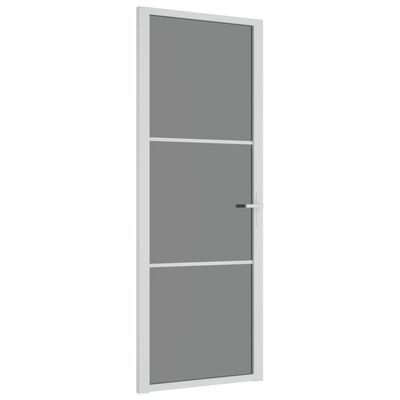 Interior Door 76x201.5 cm White ESG Glass and Aluminium