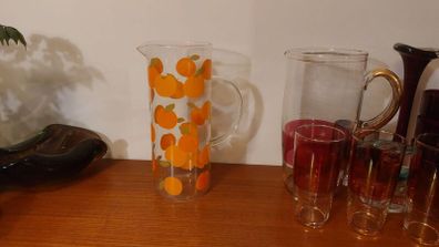 Fabulous Clear Glass Pitcher with Oranges Pattern- Perfect for Pimms on the Lawn or Any Other Special Occasion!