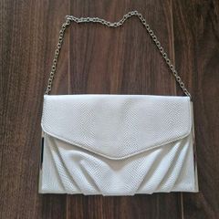 New Look Clutch Bag White Grey Silver Snake