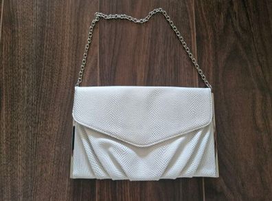 New Look Clutch Bag White Grey Silver Snake