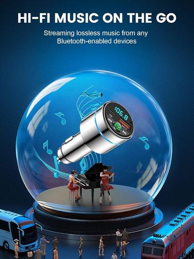Bluetooth Car Adapter 5.3, Mohard All-Metal PD 30W & QC3.0 18W Fast Car Charger, Wireless FM Radio CarCigarette Lighter FM Transmitter for Car, Noise Cancelling Hands-Free Call Hi-Fi Music, Ring Light