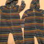Frugi rainbow cosy ted snuggle pram suits for twins Image 3