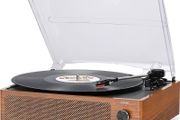 Record Player with 2 Built-in Speakers, Bluetooth Receiver, Vintage Turntable Support 3-Speed, 3 Size, Wireless Playback, Headphone, AUX-in, RCA Line LP Vinyl Players Retro Tangerine